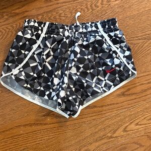 Nike Women's Black and White Patterned Athletic Shorts